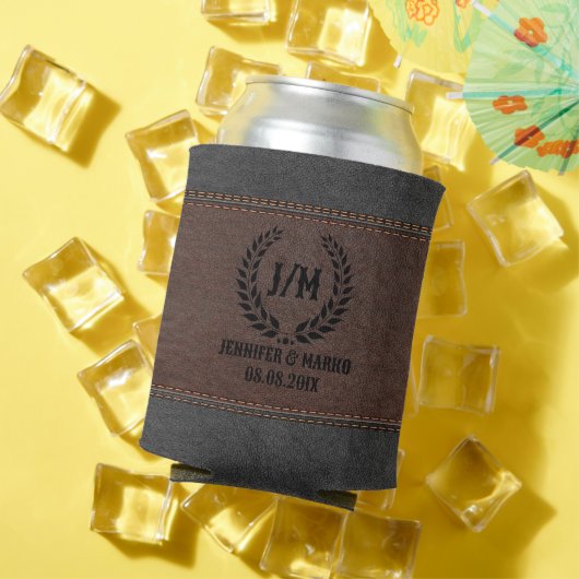 Rafraîchisseur Pour Canette Couronne de laurier noir Brown et cuir pointu noir (Été in situ)