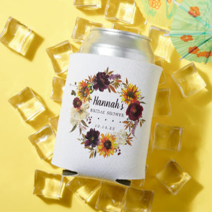 Rafraîchisseur Pour Canette Couronne florale de tournesols automnaux rustique 