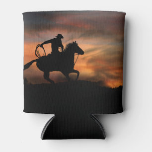 Rafraîchisseur Pour Canette Cow-boy et cheval qui attrapent au lasso et couche