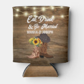 Rafraîchisseur Pour Canette Cowboy Boots Sunflower Mariage de l'Ouest (Devant)