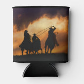 Rafraîchisseur Pour Canette Cowboy Roping au coucher du soleil (Devant)