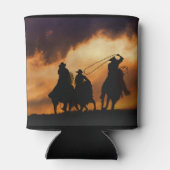 Rafraîchisseur Pour Canette Cowboy Roping au coucher du soleil (Dos)