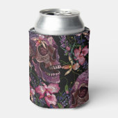Rafraîchisseur Pour Canette Crâne brodé : Motif gothique de l'orchidée (Can devant)