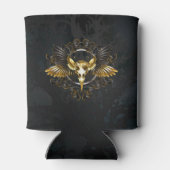 Rafraîchisseur Pour Canette Crâne d'oiseaux dorés sur arrière - plan noir (Dos)