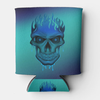 Rafraîchisseur Pour Canette Crâne flamboyant bleu dégradé sarcelle