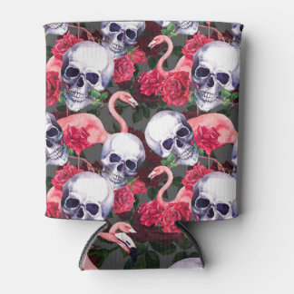 Rafraîchisseur Pour Canette Crâne floral, motif flamand sans soudure.
