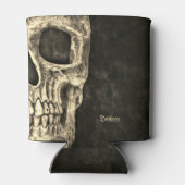 Rafraîchisseur Pour Canette Crâne humain gothique Grunge de texture noire beig (Dos)