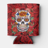 Rafraîchisseur Pour Canette Crâne sucre rose Roses rouges Vacances (Devant)