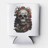 Rafraîchisseur Pour Canette Crânes romantiques foncés et Roses (Devant)