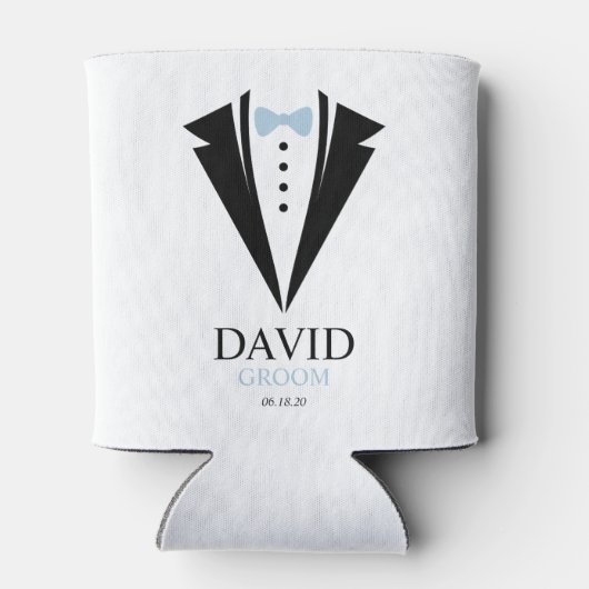 Rafraîchisseur Pour Canette Cravate Bow Tuxedo "Groom" Personnalisé (Dos)