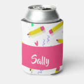 Rafraîchisseur Pour Canette Crayons et rayures jaunes sur blanc (Can Dos)