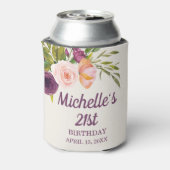 Rafraîchisseur Pour Canette Crème florale rose pourpre 21e anniversaire (Can Dos)