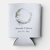 Rafraîchisseur Pour Canette Crescent Bleu Lune avec Mariage Fleurs Blanches (Devant)