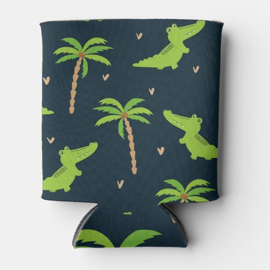 Rafraîchisseur Pour Canette Crocodiles de dessin : Alligator Palms Motif. (Devant)