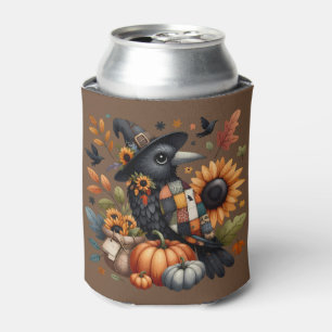 Rafraîchisseur Pour Canette Crow Whimsical avec Citrouilles et tournesols