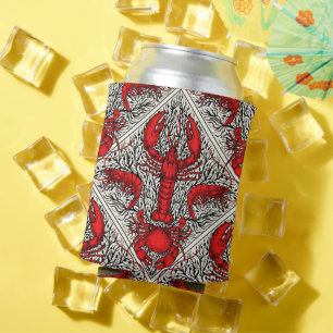 Rafraîchisseur Pour Canette Crustacés en rouge, noir et ivoire