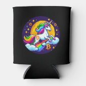 Rafraîchisseur Pour Canette Crypto Magic : Unicorne 8 bits avec symbole Bitcoi (Devant)