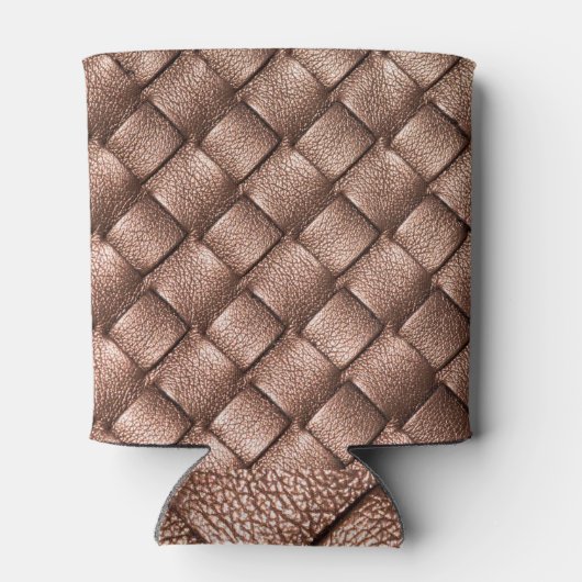 Rafraîchisseur Pour Canette Cuir tissé, arrière - plan couleur bronze. (Dos)