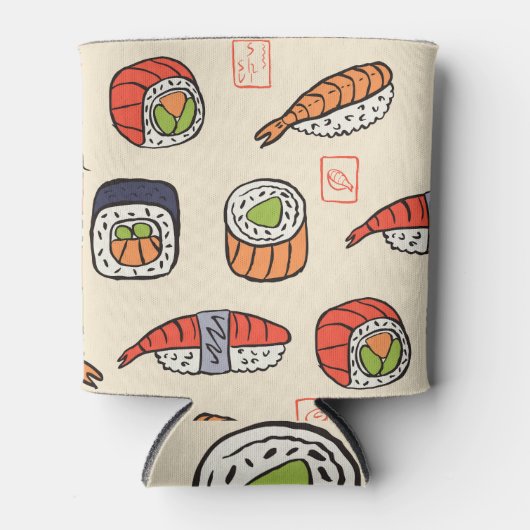 Rafraîchisseur Pour Canette Cuisine sushi, design motif sans soudure. (Devant)