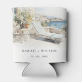 Rafraîchisseur Pour Canette Curfu Grèce Mariage de paysage aquarelle (Dos)