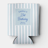 Rafraîchisseur Pour Canette Custom 21st Birthday Preppy Blue Striped Party (Devant)