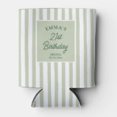 Rafraîchisseur Pour Canette Custom 21st Birthday Preppy Sage Striped Party (Devant)