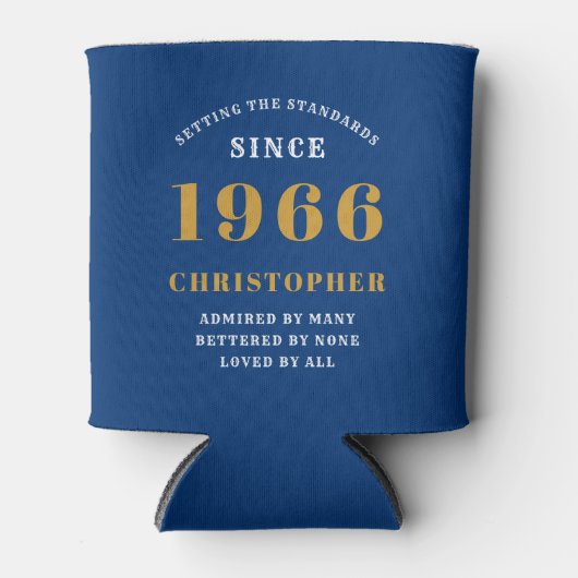 Rafraîchisseur Pour Canette Custom 60th Birthday Blue Gold With Photo (Devant)