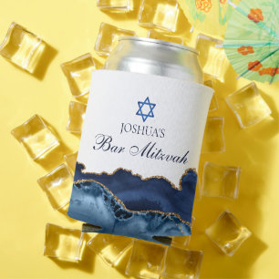 Rafraîchisseur Pour Canette Custom Bar Mitzvah Party Navy Blue Gold Agate