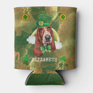 Rafraîchisseur Pour Canette Custom Basset Hound Gold St. Patricks