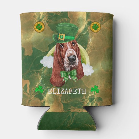 Rafraîchisseur Pour Canette Custom Basset Hound Gold St. Patricks (Dos)
