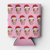 Rafraîchisseur Pour Canette Custom Face Santa Hat Christmas Pink (Devant)