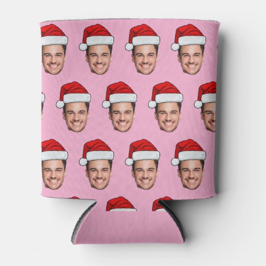 Rafraîchisseur Pour Canette Custom Face Santa Hat Christmas Pink (Devant)