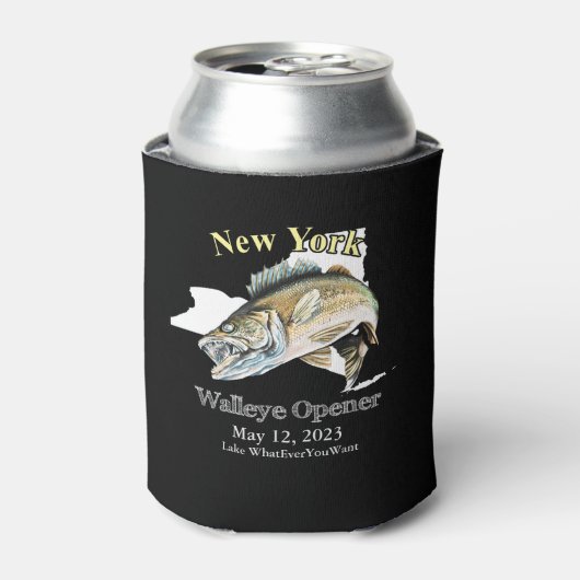 Rafraîchisseur Pour Canette Custom Lake and Date New York Walleye Opener Can (Can devant)