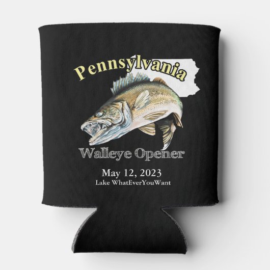 Rafraîchisseur Pour Canette Custom Lake/Date Pennsylvania Walleye Opener Dark (Dos)