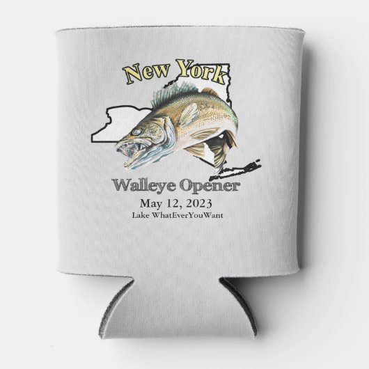 Rafraîchisseur Pour Canette Custom Lake et Date New York Walleye Opener (Devant)