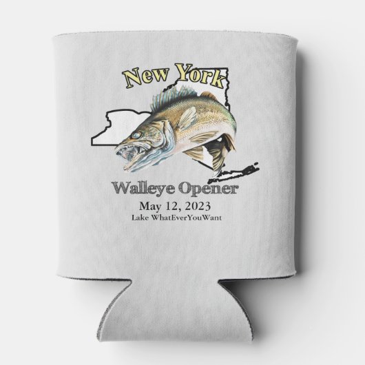 Rafraîchisseur Pour Canette Custom Lake et Date New York Walleye Opener (Dos)