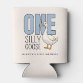 Rafraîchisseur Pour Canette Custom Modern Blue One Silly Goose First Birthday (Dos)