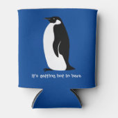 Rafraîchisseur Pour Canette CUSTOM Pingouin mignon chaud ici bleu noir blanc (Devant)