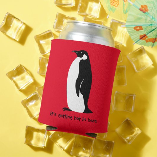 Rafraîchisseur Pour Canette CUSTOM Pingouin mignon chaud ici rouge noir blanc (Été in situ)