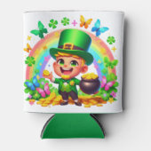 Rafraîchisseur Pour Canette Cute arc-en-ciel Leprechaun avec or (Devant)