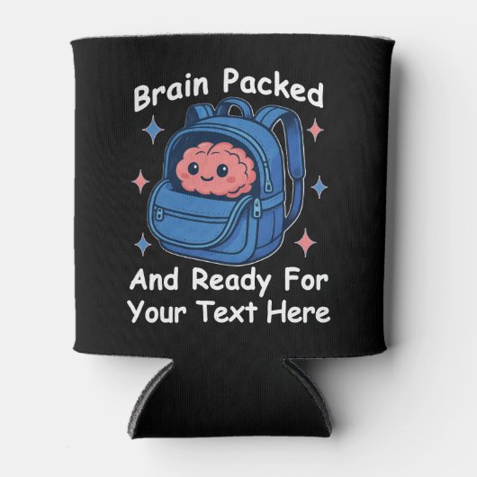 Rafraîchisseur Pour Canette Cute Back-to-School Customizable “Brain Ready" (Devant)