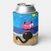 Rafraîchisseur Pour Canette Cute Black Cat Beach Thème Pink Bonnet Can Cooler (Can Dos)