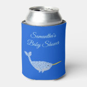 Rafraîchisseur Pour Canette Cute Blue Baby Boy Narwhal Baby shower personnalis (Can devant)