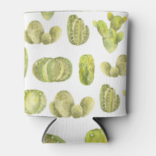 Rafraîchisseur Pour Canette Cute Cactus, Aquarelle Décor Sans Couleur.