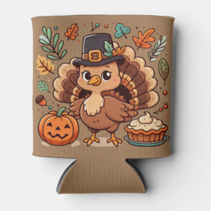 Rafraîchisseur Pour Canette Cute caricature Thanksgiving dinde et citrouille