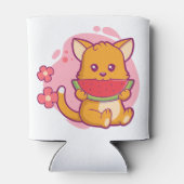 Rafraîchisseur Pour Canette Cute Chat Manger Watermelon | Kawaii (Dos)