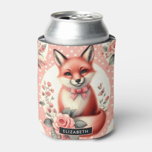 Rafraîchisseur Pour Canette Cute Floral Baby Fox (Can devant)