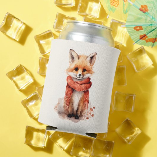 Rafraîchisseur Pour Canette Cute Fox Pup in a Red Scarf (Été in situ)