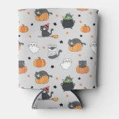 Rafraîchisseur Pour Canette Cute Halloween Chats et Fantômes Motif (Devant)