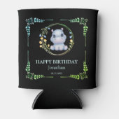 Rafraîchisseur Pour Canette Cute Hippopotamus Fleur Wreath Anniversaire Noir (Devant)